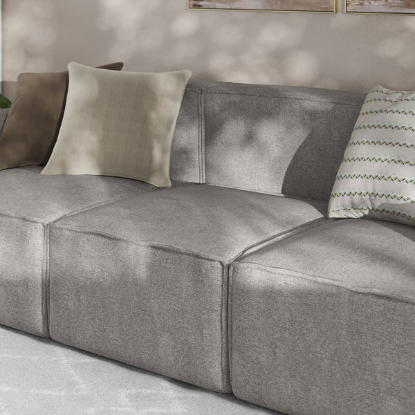 Gray |#| Contemporary Modular Sectional Sofa Armless Middle Chair in Gray Fabric