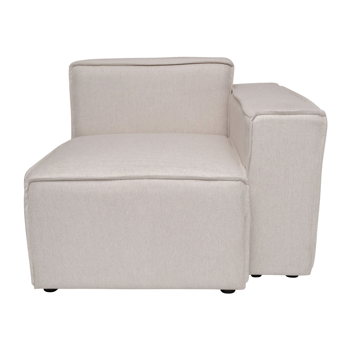 Cream |#| Contemporary Modular Sectional Sofa Right Side Chair with Armrest - Cream Fabric