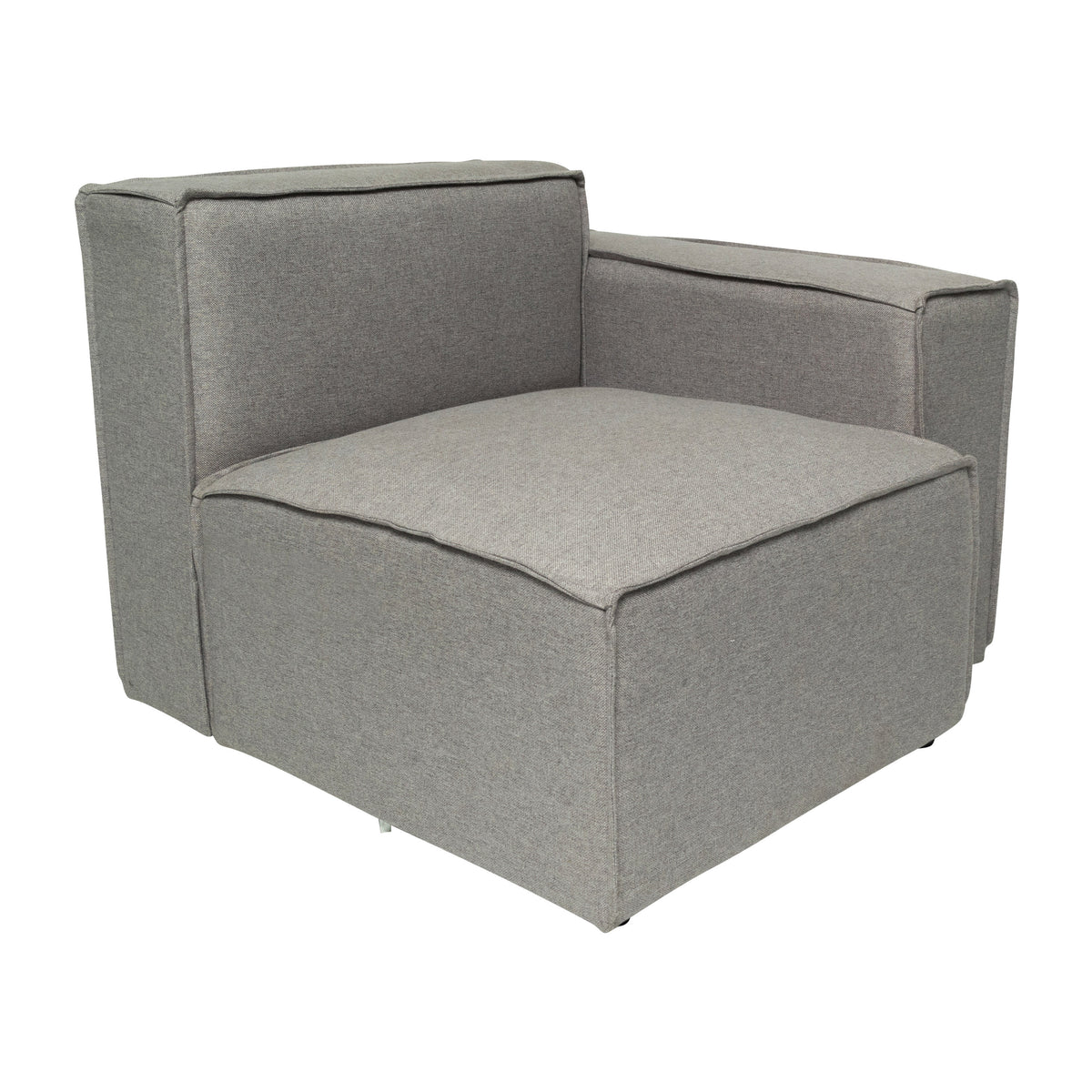 Gray |#| Contemporary Modular Sectional Sofa Right Side Chair with Armrest - Gray Fabric