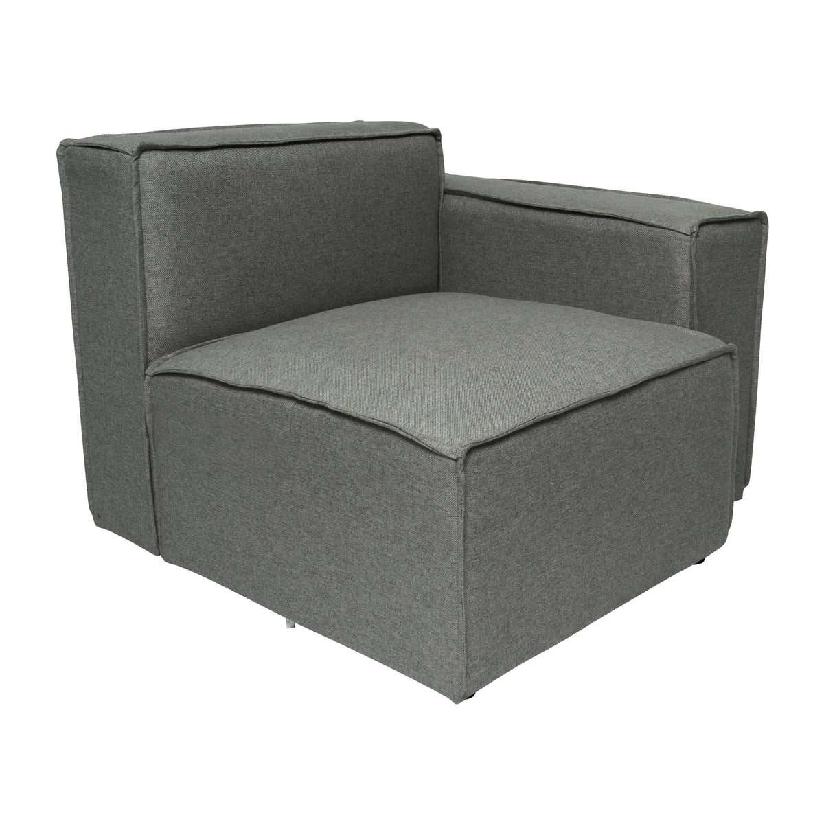 Dark Gray |#| Contemporary Modular Sectional Sofa Right Side Chair with Armrest - DK GY Fabric