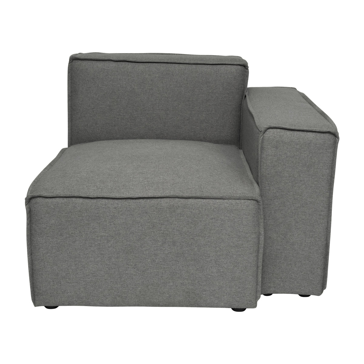 Dark Gray |#| Contemporary Modular Sectional Sofa Right Side Chair with Armrest - DK GY Fabric