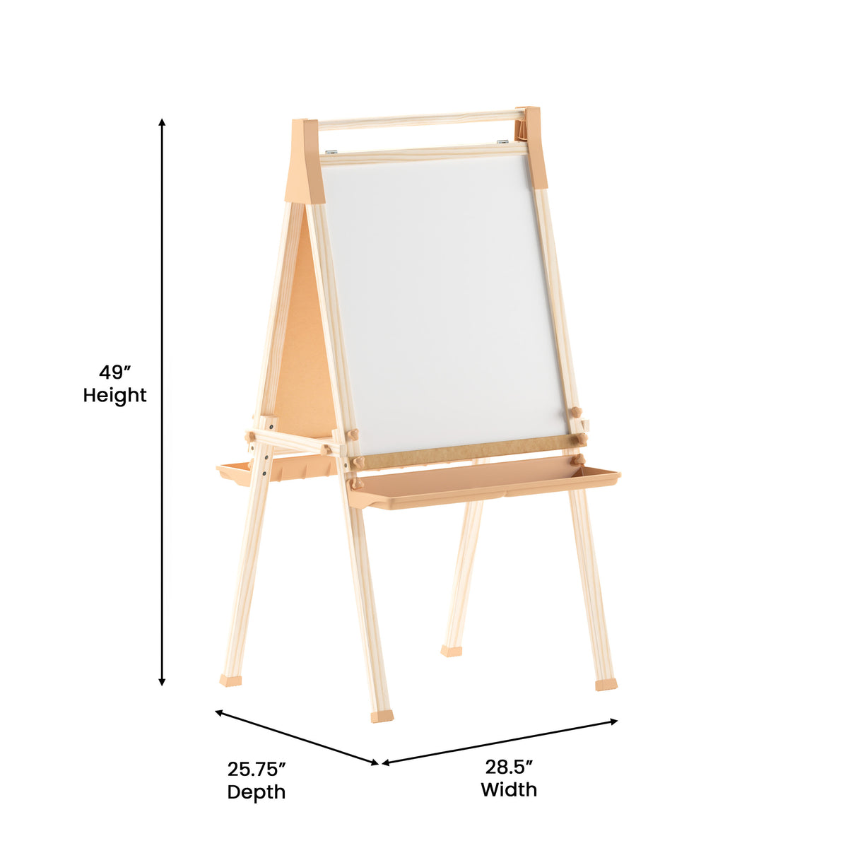 Commercial Wooden Standing Art Easel with Chalkboard & Dry Erase Board-Natural