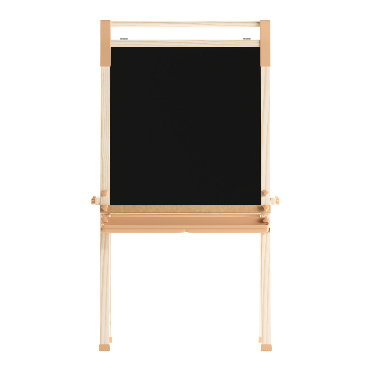 Commercial Wooden Standing Art Easel with Chalkboard & Dry Erase Board-Natural