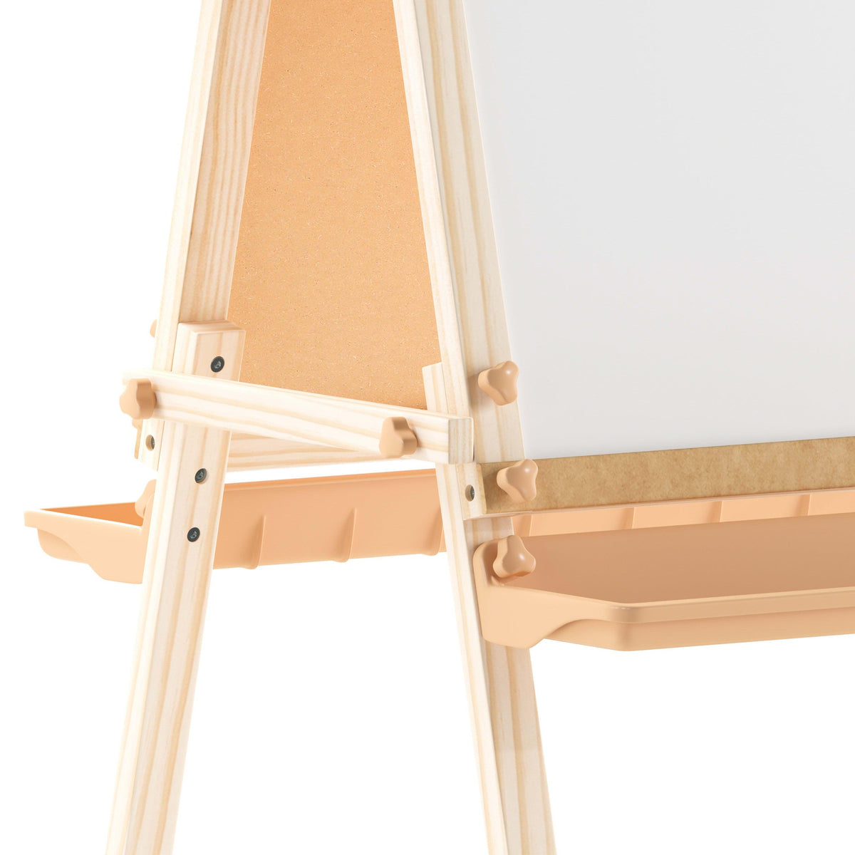 Commercial Wooden Standing Art Easel with Chalkboard & Dry Erase Board-Natural