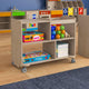 Commercial Wooden Mobile Storage Cart with 4 Compartments - Bin, Natural