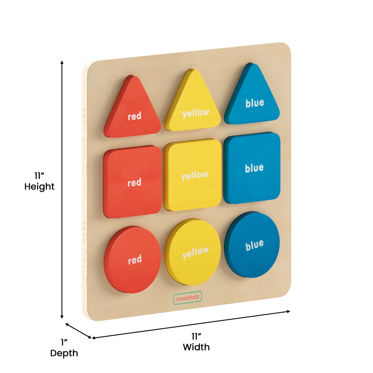 Commercial Grade Wooden Basic Shapes and Colors Puzzle - Natural/Multicolor