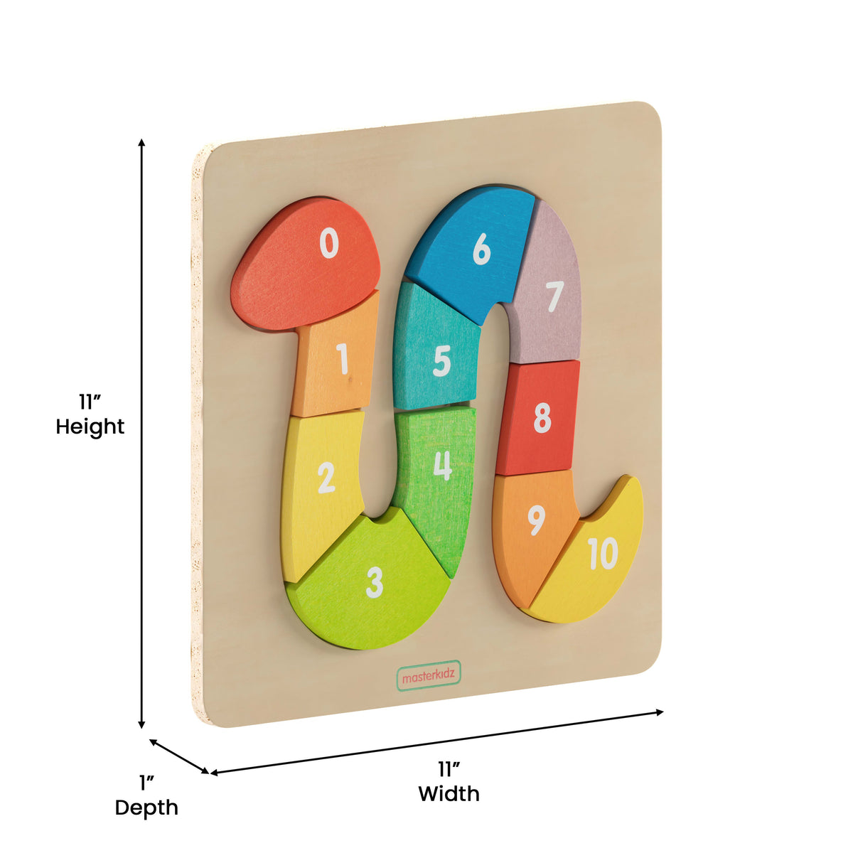 Commercial Grade Number Snake Wooden Puzzle Board - Natural/Multicolor