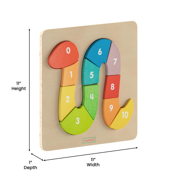 Commercial Grade Number Snake Wooden Puzzle Board - Natural/Multicolor