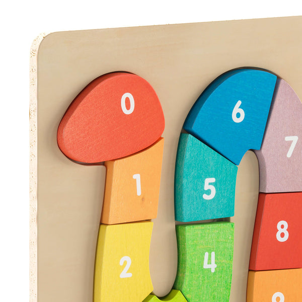 Commercial Grade Number Snake Wooden Puzzle Board - Natural/Multicolor