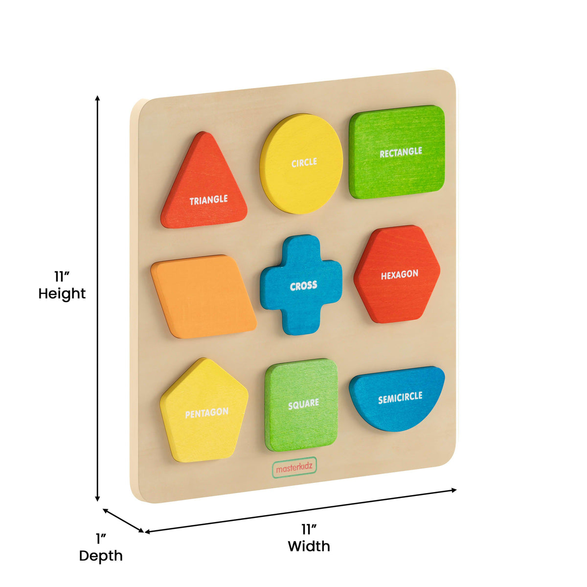 Commercial Grade Wooden Shapes and Colors Sorting Puzzle - Natural/Multicolor