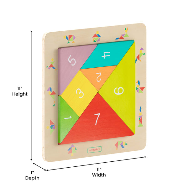 Commercial Grade Wooden Tangram Shape Building Learning Board - Natural