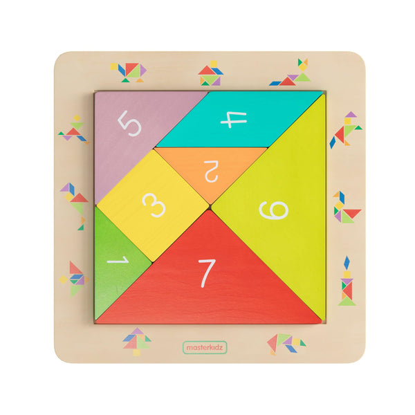 Commercial Grade Wooden Tangram Shape Building Learning Board - Natural