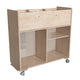 Commercial Wooden Classroom Mobile Storage Cart with 6 Compartments, Natural
