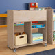 Commercial Wooden Classroom Mobile Storage Cart with 6 Compartments, Natural