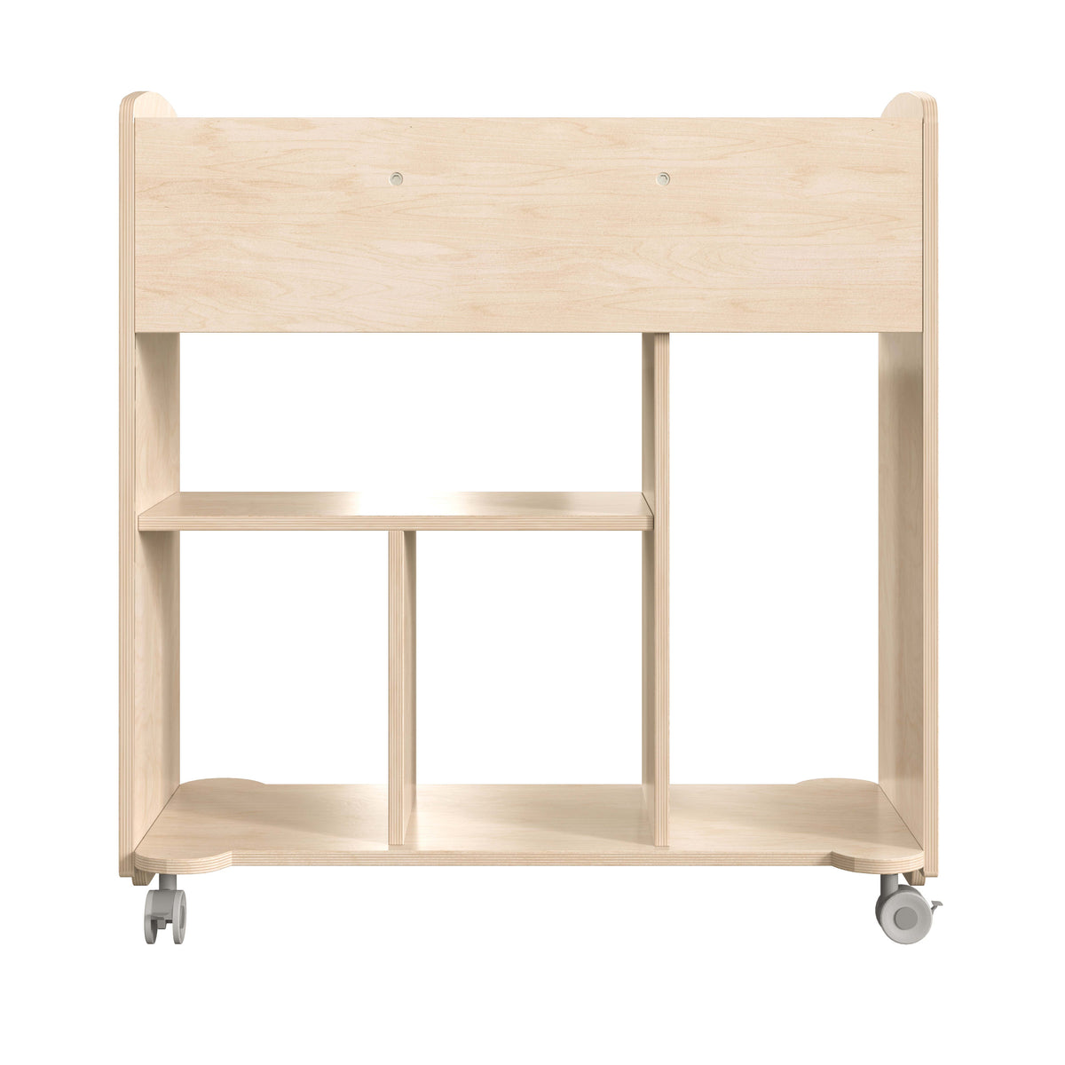 Commercial Wooden Classroom Mobile Storage Cart with 10 Compartments, Natural