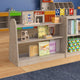 Commercial Grade Natural Finish Wooden Classroom 3 Tier Shelf with Clear Divider