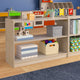 Commercial Grade Natural Finish Wooden Classroom Extra Wide 2 Shelf Storage Unit