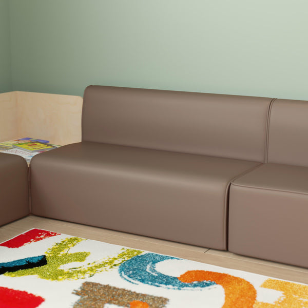 Commercial Grade Armless Modular 2-Seater Classroom Sofa - Neutral Vinyl