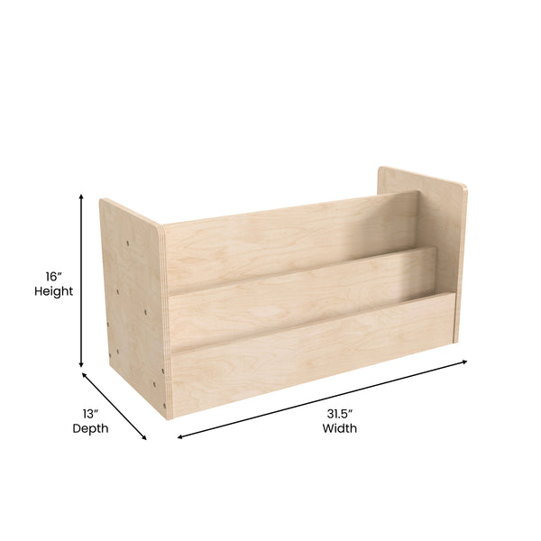 Commercial Grade Natural Wooden 2 Tier Double Classroom Bookstand Display Shelf