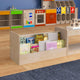 Commercial Grade Natural Wooden 2 Tier Double Classroom Bookstand Display Shelf