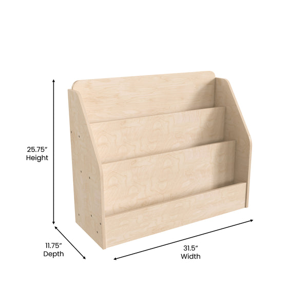 Commercial Grade Natural Wooden 3 Tier Classroom Bookstand Display Shelf