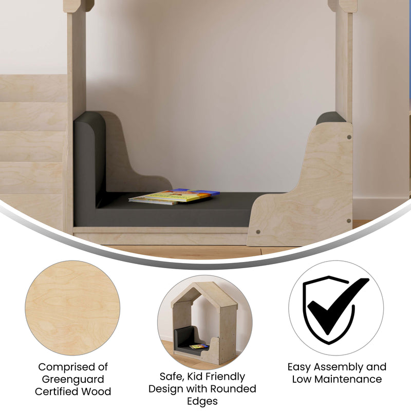 Bright Beginnings Commercial Grade Quiet Corner Reading Nook with Padded Soft Seating & Greenguard Certified Wood main image 1
