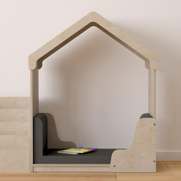 Commercial Grade Wooden Reading Nook with Padded Vinyl Seating