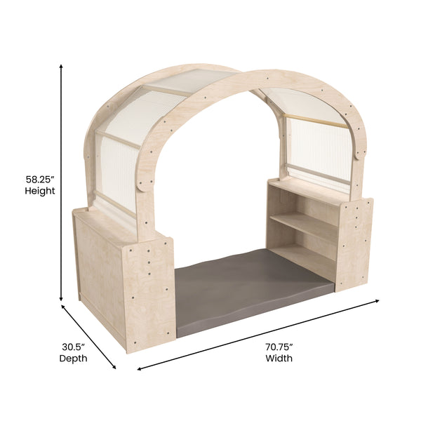 Commercial Grade Wooden Reading Nook with Shelves and Canopy