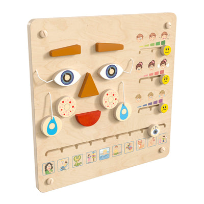 Bright Beginnings Commercial Grade STEAM Wall Activity Board with Natural Finish and Multicolor Accents, Feelings and Moods