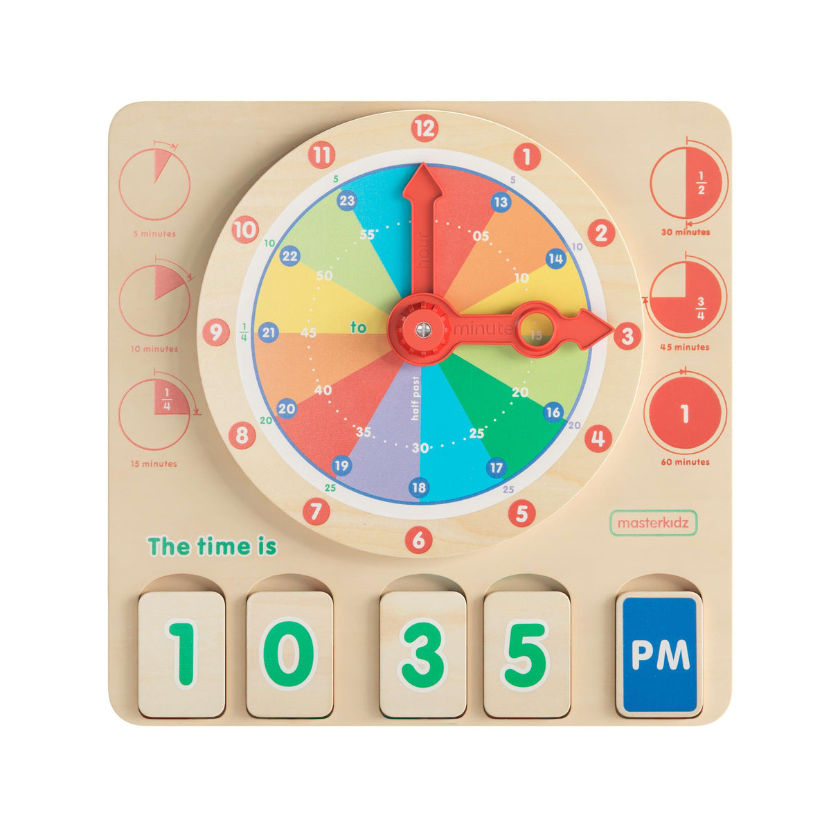 Commercial Grade STEM Telling Time Learning Board - Natural/Multicolor