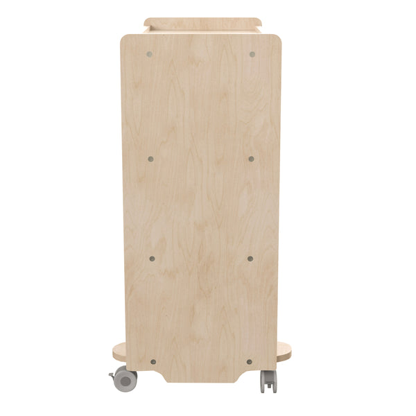 Commercial Grade Natural Finish Wooden Classroom 4 Shelf Mobile Storage Cart