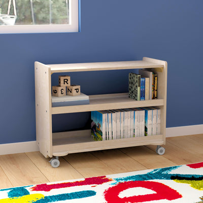 Bright Beginnings Commercial Grade Space Saving Wooden Mobile Classroom Storage Cart with Locking Caster Wheels, Kid Friendly Design - View 2