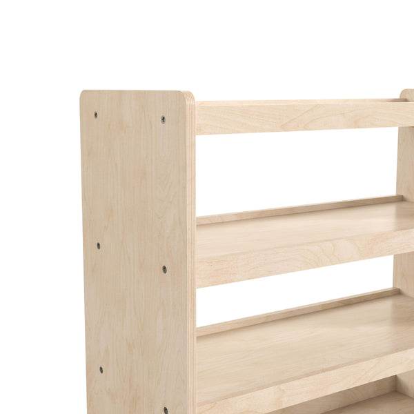 Commercial Grade Natural Finish Wooden Classroom 4 Shelf Mobile Storage Cart