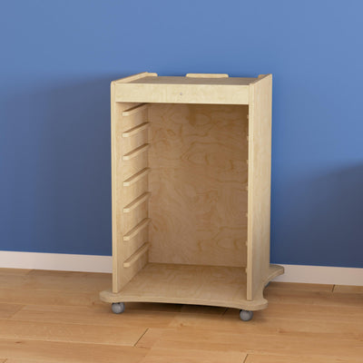 Bright Beginnings Commercial Grade Space Saving Wooden Mobile STEAM Wall Accessory Board Storage Cart with Locking Caster Wheels, Kid Friendly Design - View 2