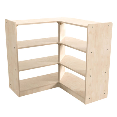 Bright Beginnings Commercial Grade Tiered Wooden Classroom Open Corner Storage Unit, Safe, Kid Friendly Design