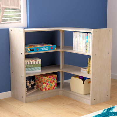 Bright Beginnings Commercial Grade Tiered Wooden Classroom Open Corner Storage Unit, Safe, Kid Friendly Design