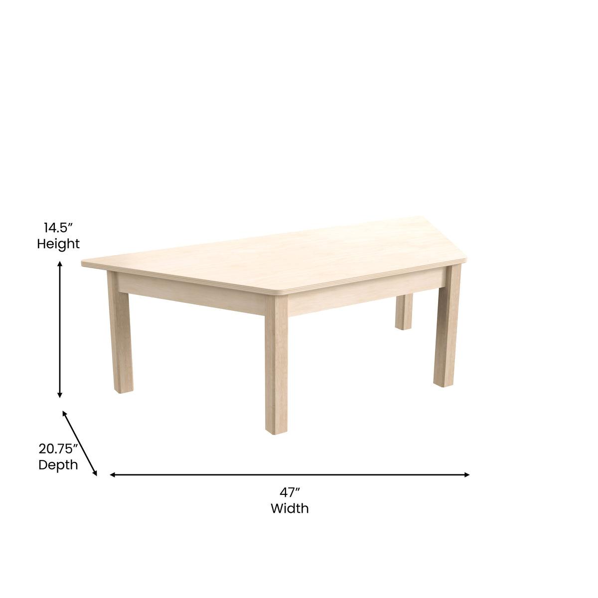 Commercial Grade Trapezoid Wooden Classroom Activity Table - Beech