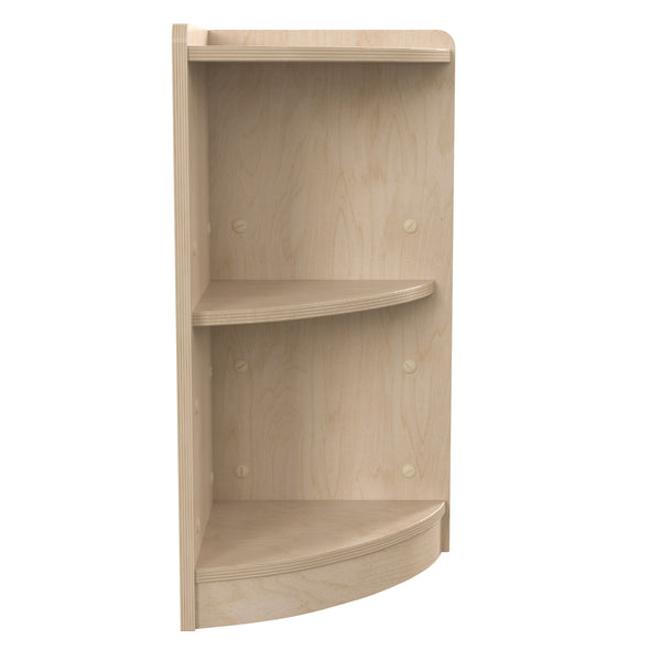 Commercial Grade Natural Finish Wooden Classroom 2 Tier Corner Storage Unit