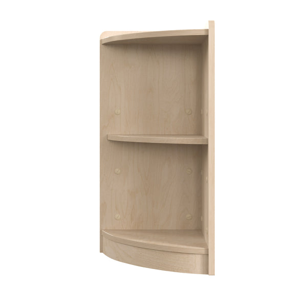 Commercial Grade Natural Finish Wooden Classroom 2 Tier Corner Storage Unit