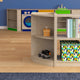 Commercial Grade Natural Finish Wooden Classroom 2 Tier Corner Storage Unit