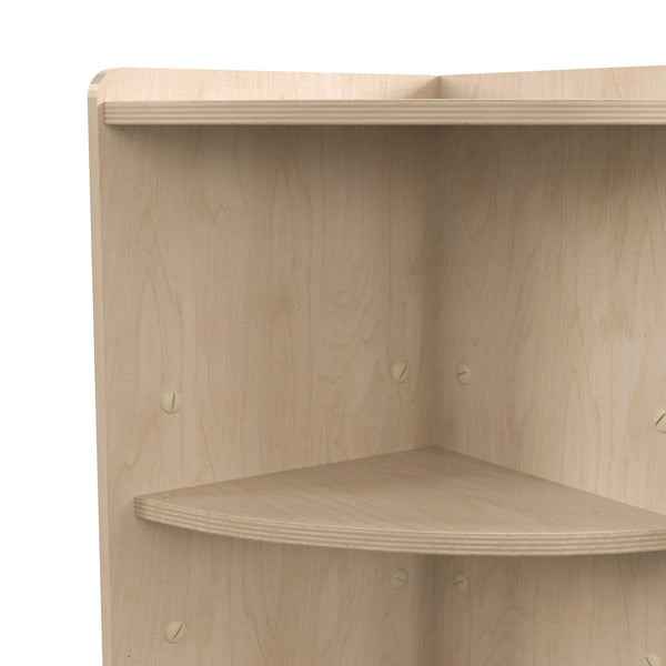 Commercial Grade Natural Finish Wooden Classroom 2 Tier Corner Storage Unit