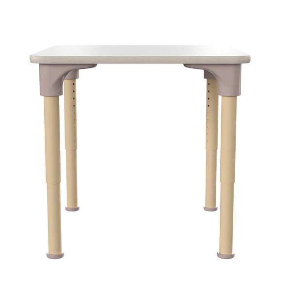 Commercial Grade Adjustable Height Square Wooden Classroom Table - Beech/White