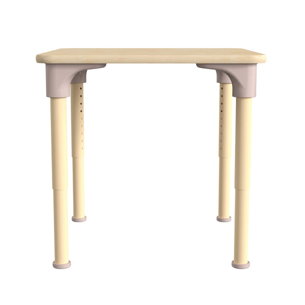 Commercial Grade Adjustable Height Square Wooden Classroom Table - Beech