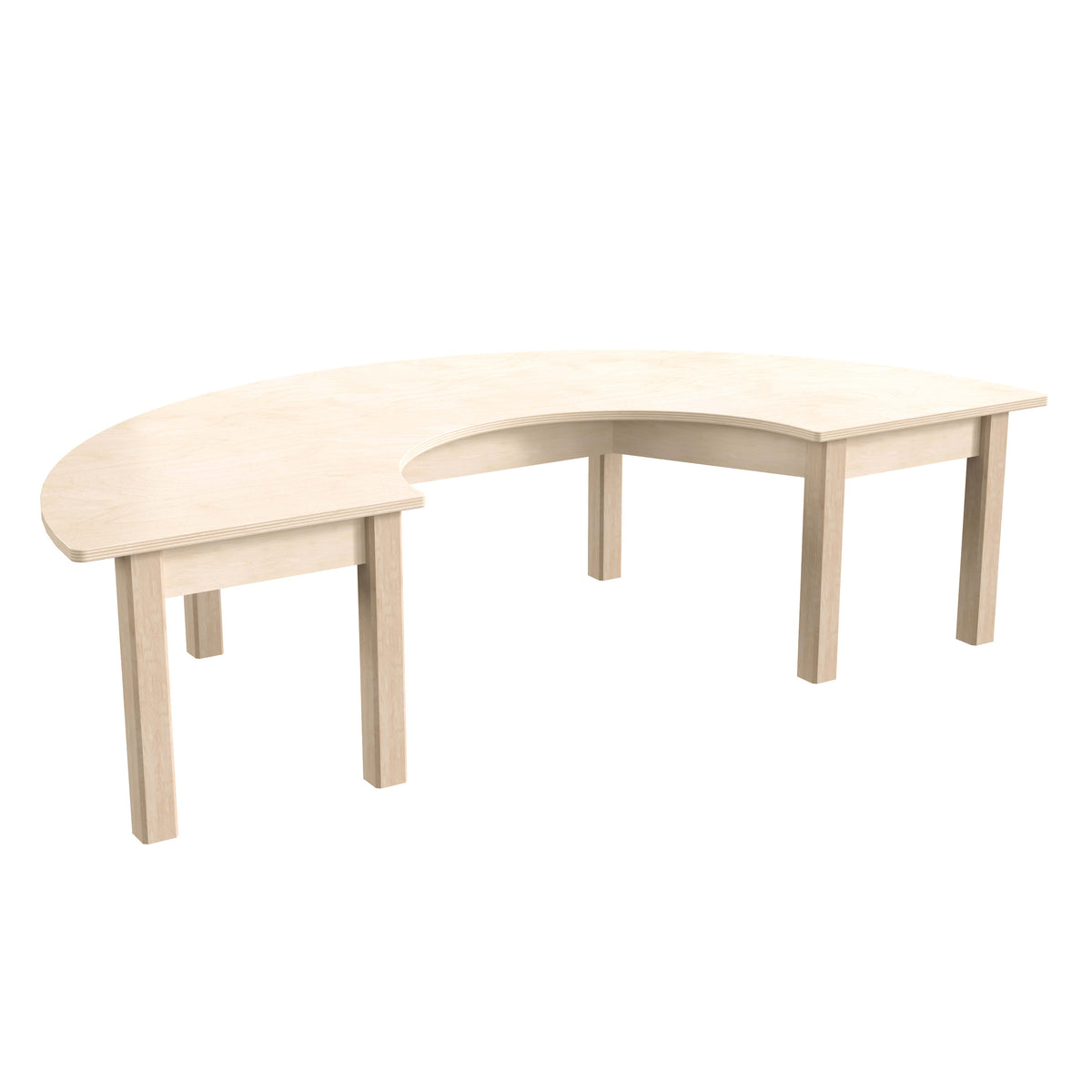 Commercial Grade Half Circle Wooden Classroom Activity Table - Beech