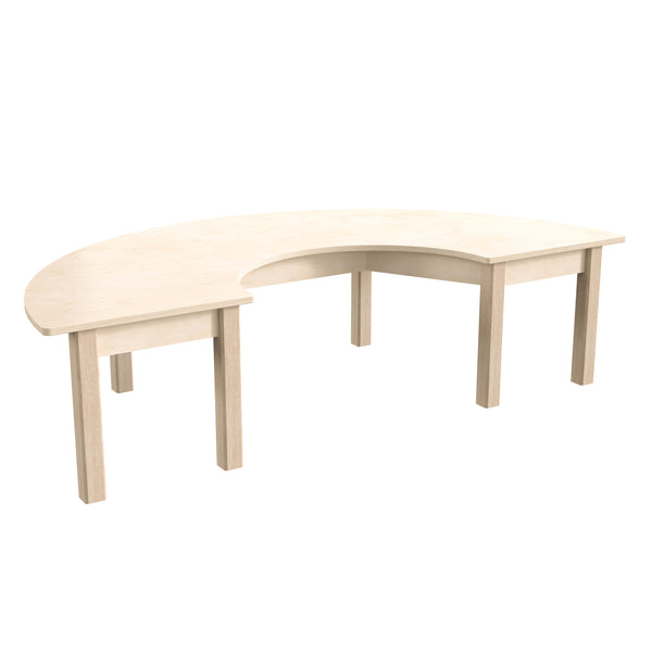 Commercial Grade Half Circle Wooden Classroom Activity Table - Beech