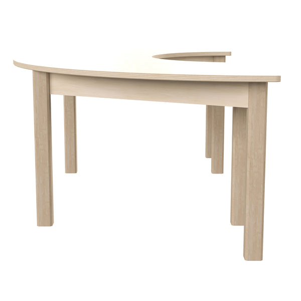 Commercial Grade Half Circle Wooden Classroom Activity Table - Beech