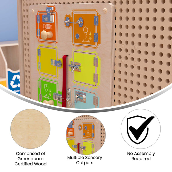 Commercial Grade STEAM Wall Wooden Locks & Buckles Accessory Board - Multicolor