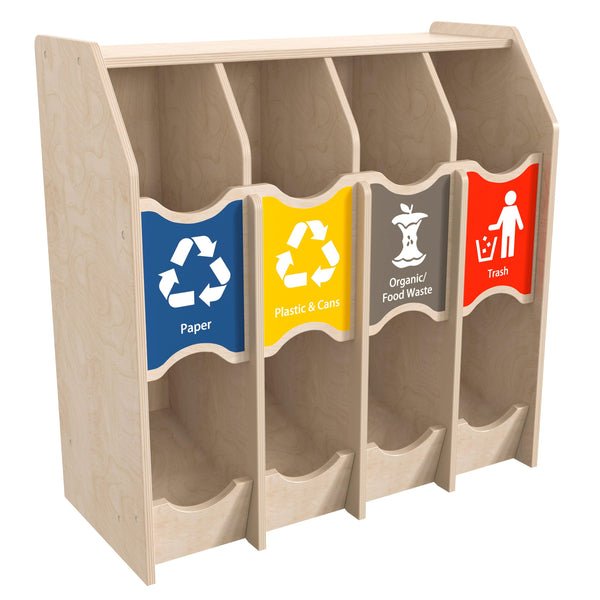 Wooden Commercial Grade Pretend Play Recycling Station for Kids