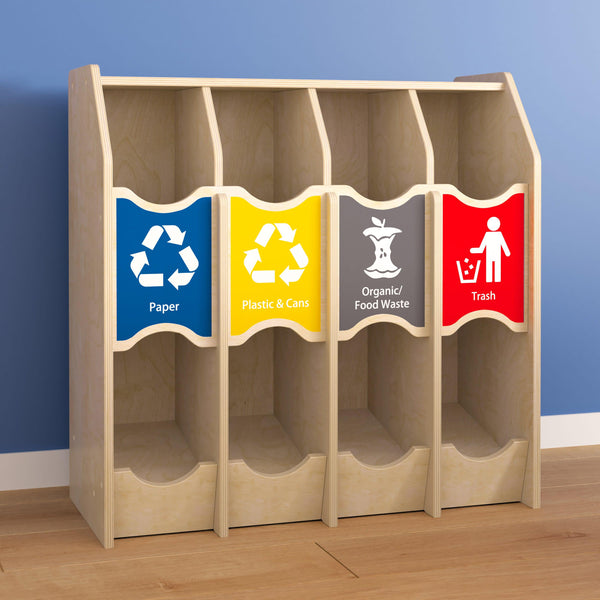 Wooden Commercial Grade Pretend Play Recycling Station for Kids