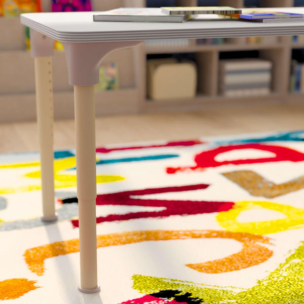 Commercial Grade Adjustable Height Rectangle Wood Activity Table - Beech/White
